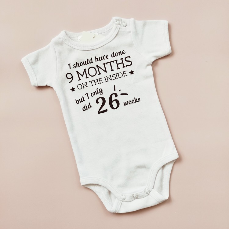 I should have done 9 Months Custom Print Clothing for Premature Babies